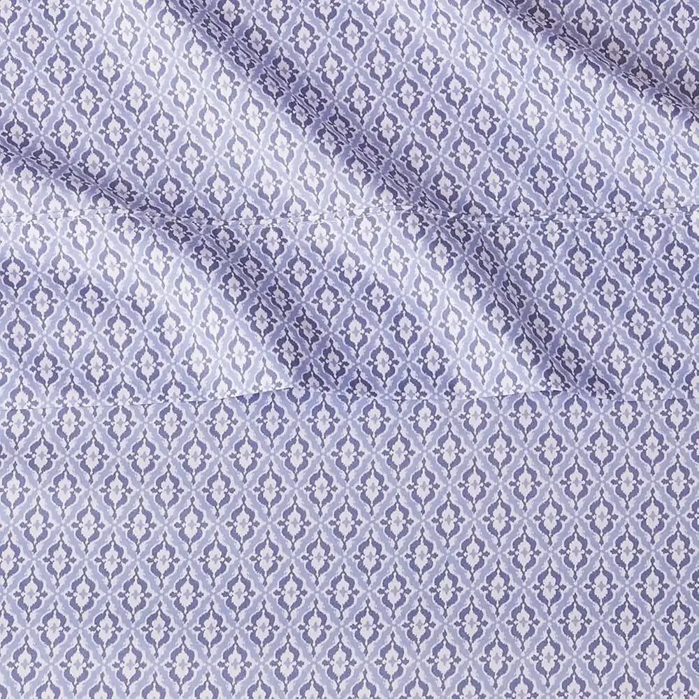 Amazon Basic Twin 3-Piece Microfiber Bed Sheet Set Blue Damask Soft Wrinkle-Free